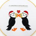Puffin Christmas Hoop Art