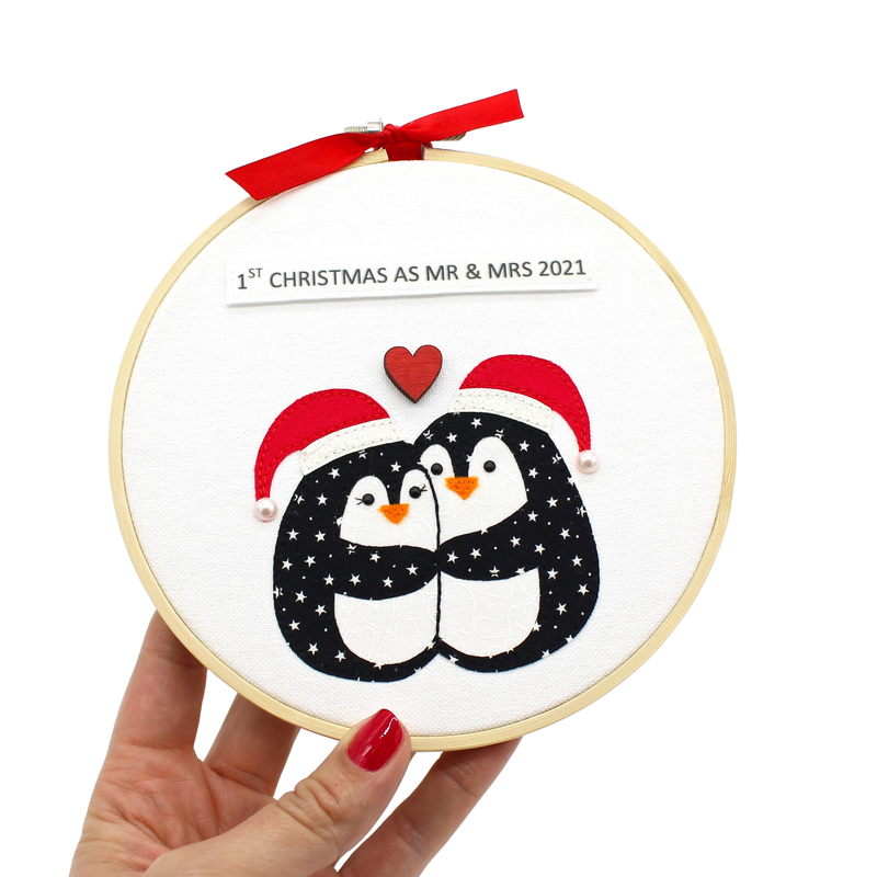 Penguin Christmas Hoop Art