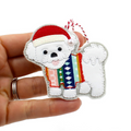 Handmade cotton and felt Bichon Frise decoration, held in hand for size reference, perfect gift for pet lovers