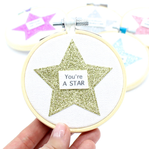 Glitter Star Hoop Art
